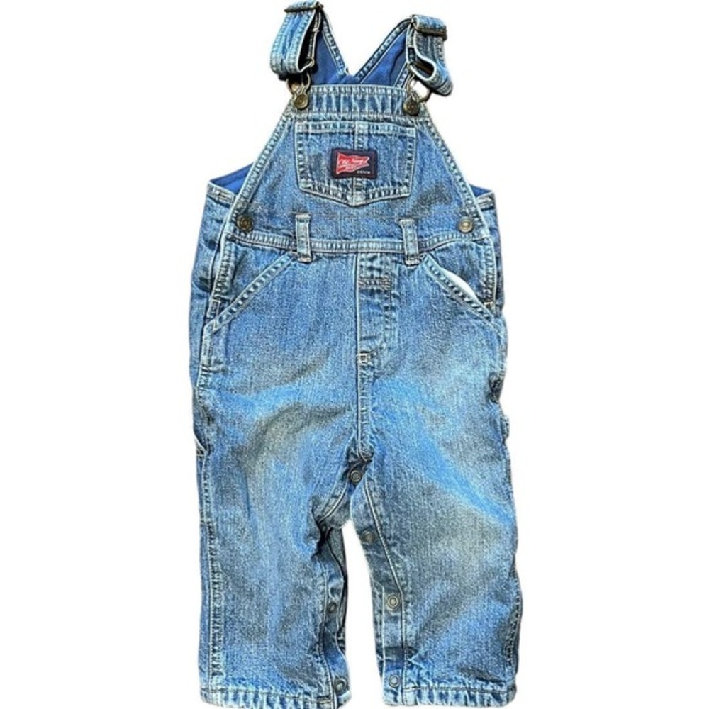 Old Navy Vintage Fleeced Lined Denim Overalls Sz 12-18 Months